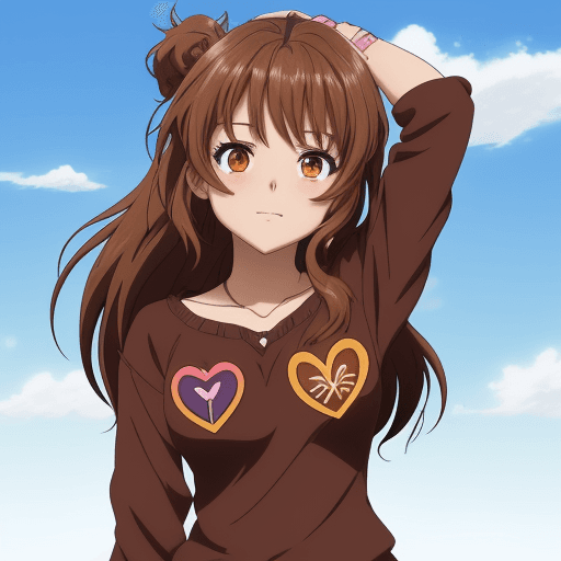 AI generated: A unique brown anime heart. girl. in foest.
