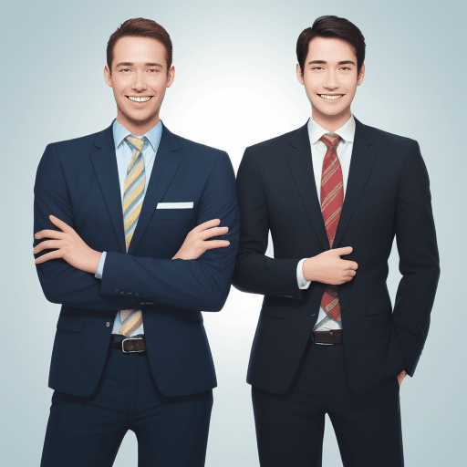 AI generated: two sales man , one positive attitude , other frustated
