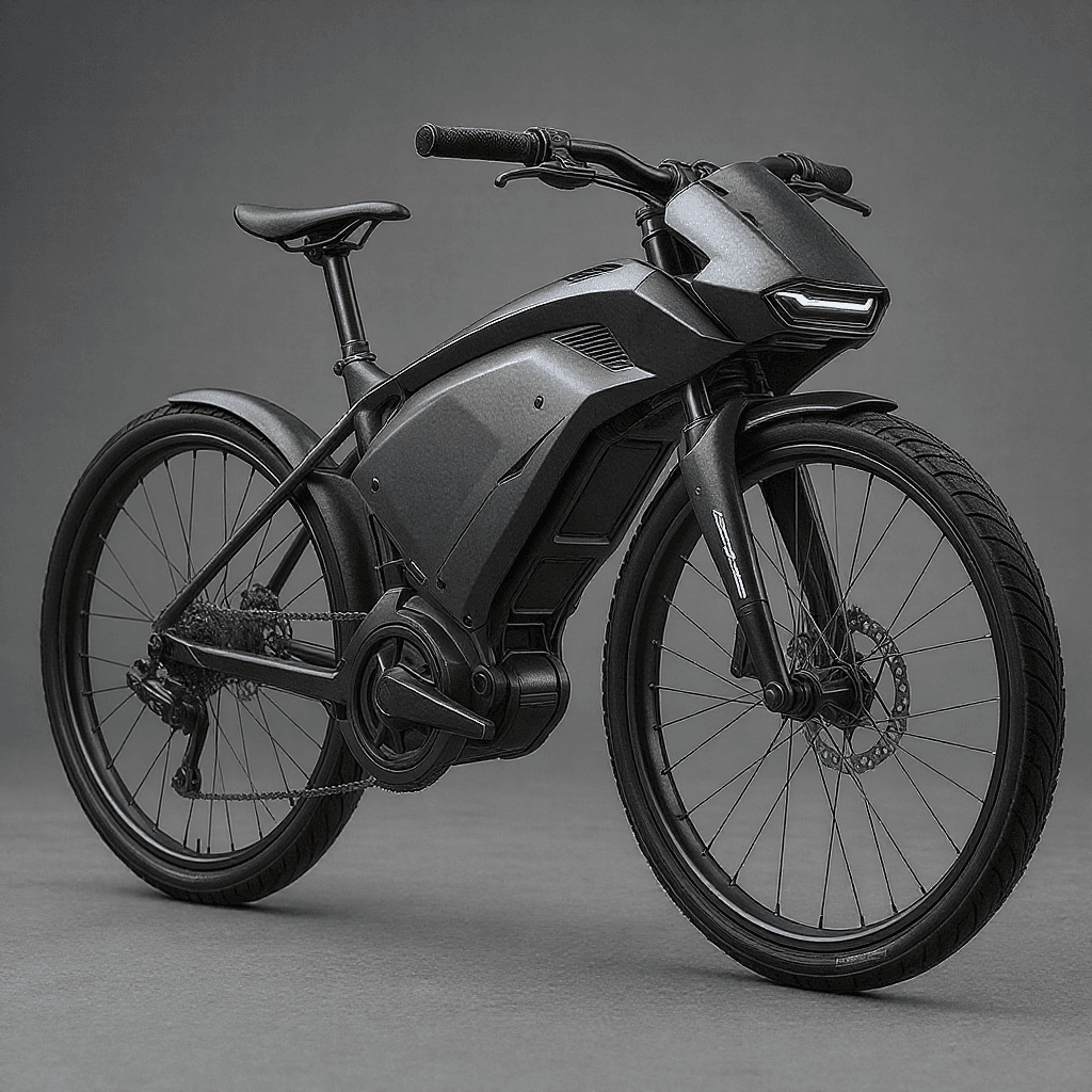 AI generated: Detailed hyper realistic image of a futuristic bicycle
