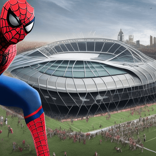 AI generated: Spiderman as football team, euro 2024, England team, on stadium