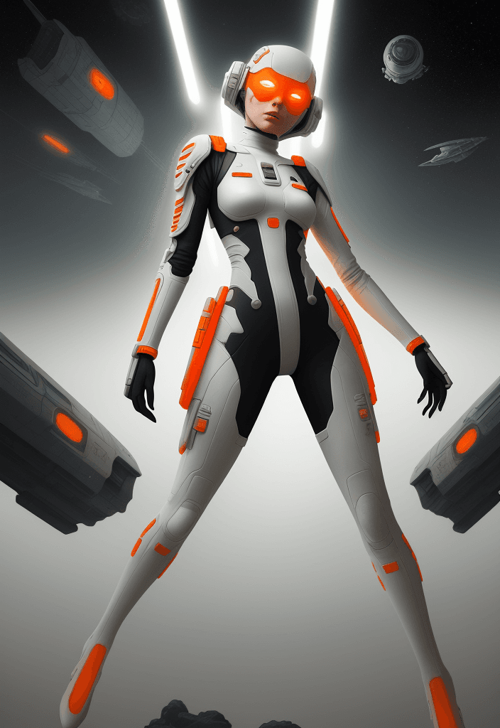 AI generated: scifi artwork by roblunda mccallum, in the style of blink-and-you-miss-it detail, full body, dark wh...