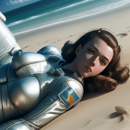 AI generated: Photo of a ultra realistic, dramatic light, full length, young woman laying on their side in a 1950s...