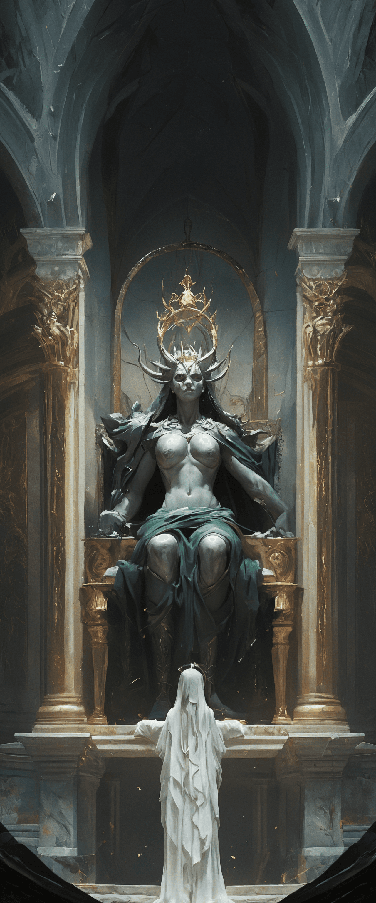 AI generated: concept art cinematic film still comic Renaissance style (angelarium:1.1). god of luck and despair. ...