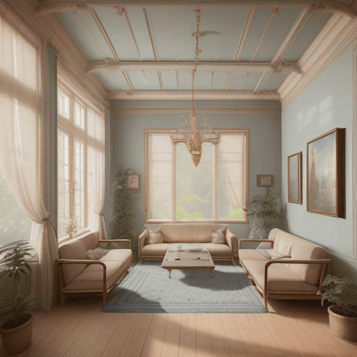 AI generated: High resolution photography interior design, dreamy sunken living room conversation pit, wooden floo...