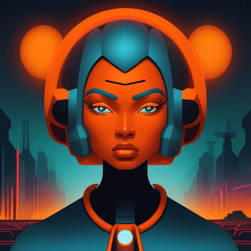 AI generated:  female face, in the style of afrofuturism, george callaghan, engineering/construction and design, p...
