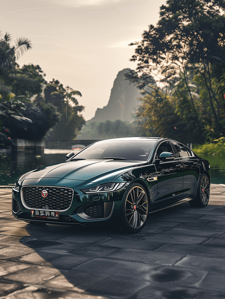 AI generated: Jaguar XEL.fantasy and reality intertwined in the future world.Front quarter view. --cw 100 --ar 3:4...