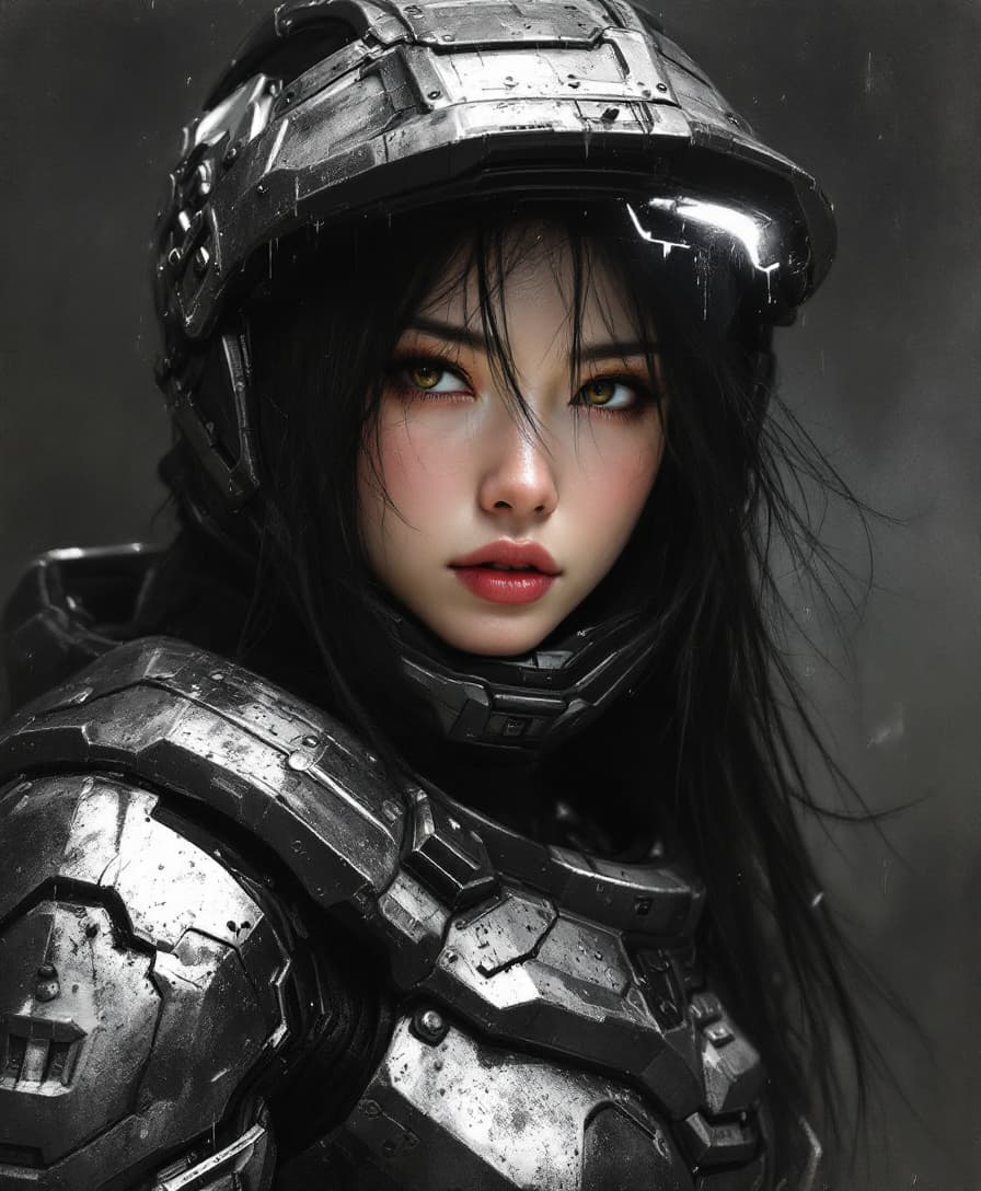 AI generated: "A high-contrast and emotive composition blending Paul Hedley’s refined realism with Agnes Cecile’s ...