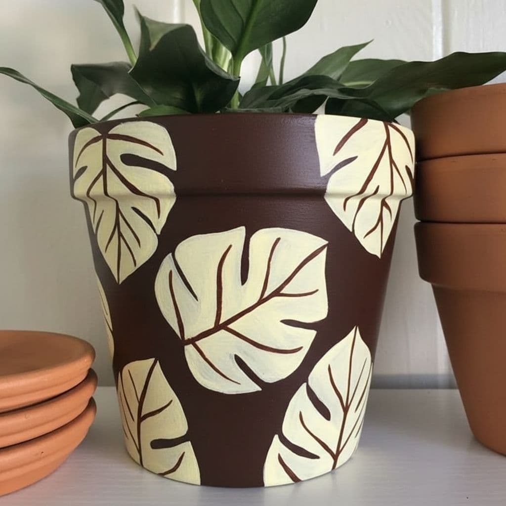 AI generated: give me color variations of the same pot with a dark brown on the pot light pastel yellow accent col...