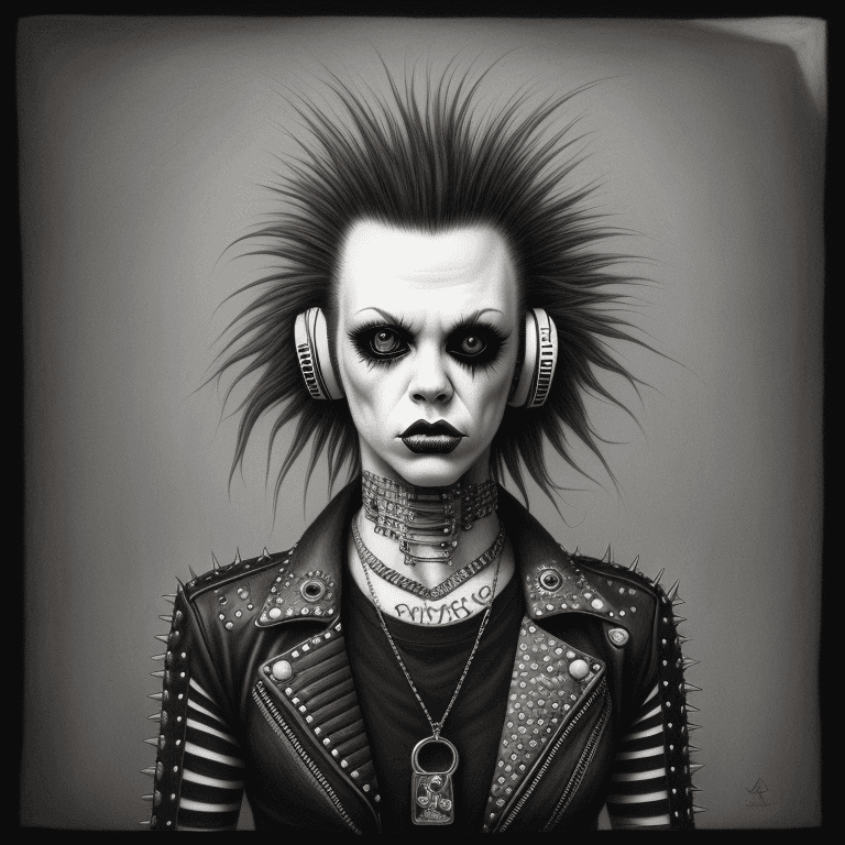 AI generated: music Album cover picture, Punk, surreal art, pencil art, animals, punks