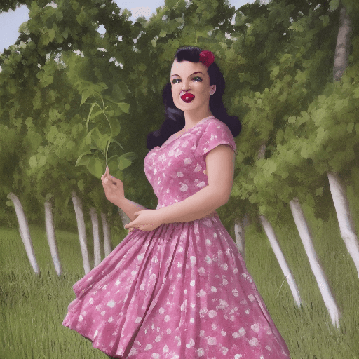 AI generated: raw photo, confident attractive woman <lora:myownface:1> as 50's pinup girl wearing a rose flower su...