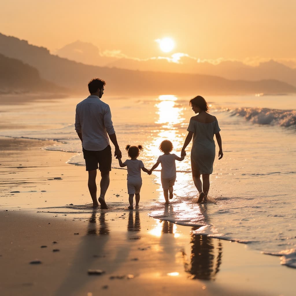 AI generated: family on the beach

