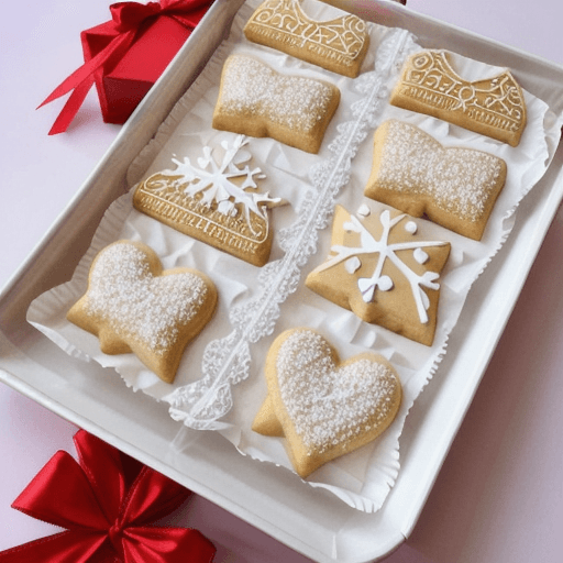 AI generated: Un logo texte écrit 'CPNE', chaque lettre formée entièrement en biscuits de Noël avec des détails co...