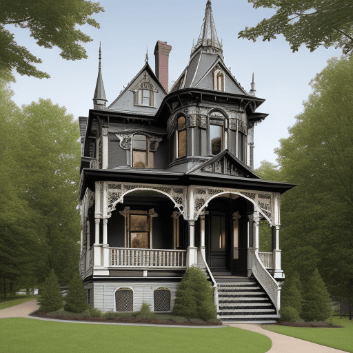 AI generated: "The Victorian house features intricate detailing with ornate trim and elaborate woodwork. The facad...