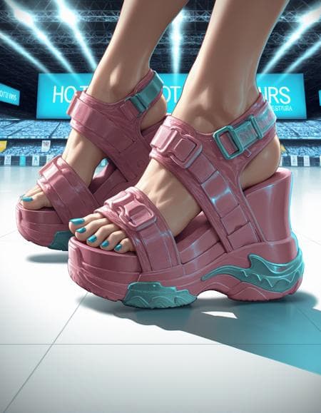 Cyber Mesh Wedge Sandals - Image 2
