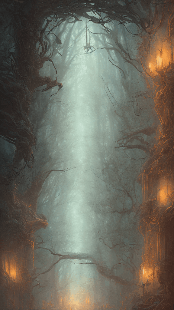 AI generated: unsettling frightening horror, digital art by greg rutkowski and thomas kinkade in a surreal portrai...