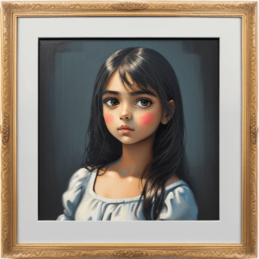 AI generated: girl painted on canvas with oil paints, square canvas, brush drawing, paints on canvas, clear detail...
