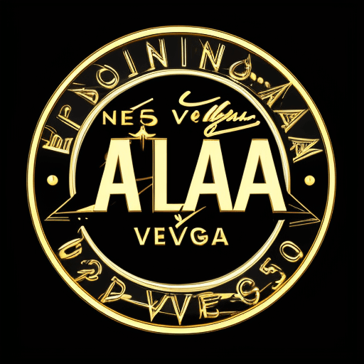 AI generated: 
DRAWING OF THE LAS VEGAS SIGN LOGO IN GOLD ON A BLACK BACKGROUND, VERY SIMPLE LINES