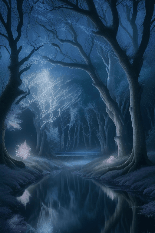 AI generated: 
"Craft a scene of enchanting beauty: a mystical nocturnal landscape bathed in the soft glow of moon...