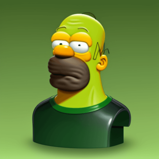 AI generated: Homer, hiperrealistic, 
a green gradient background, 
