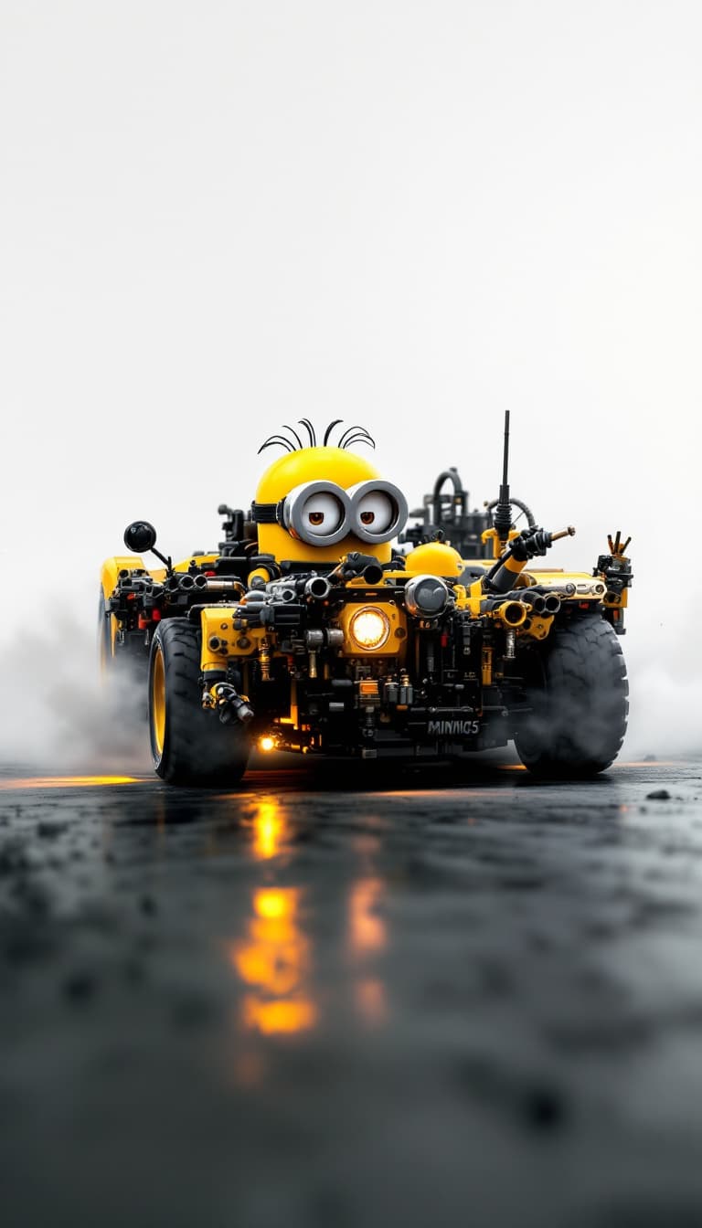 AI generated: A car that has never built, take inspiration from minion, build me a car that is super awesome and u...