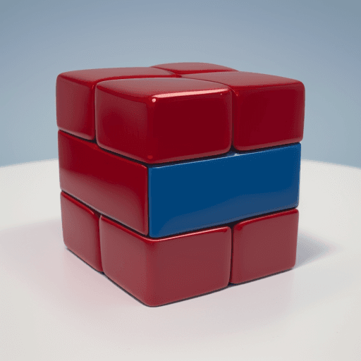 AI generated: red cube on top of a blue cube