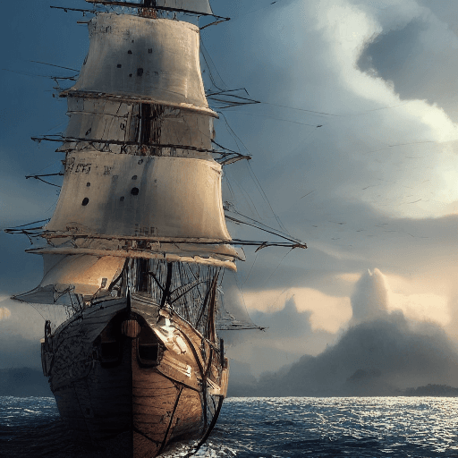 AI generated: Photo of a ultra realistic sailing ship, dramatic light, pale sunrise, cinematic lighting, battered,...