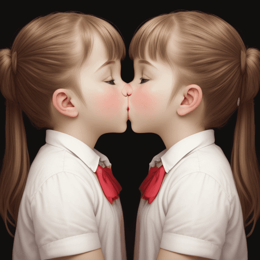 AI generated: young twins kissing