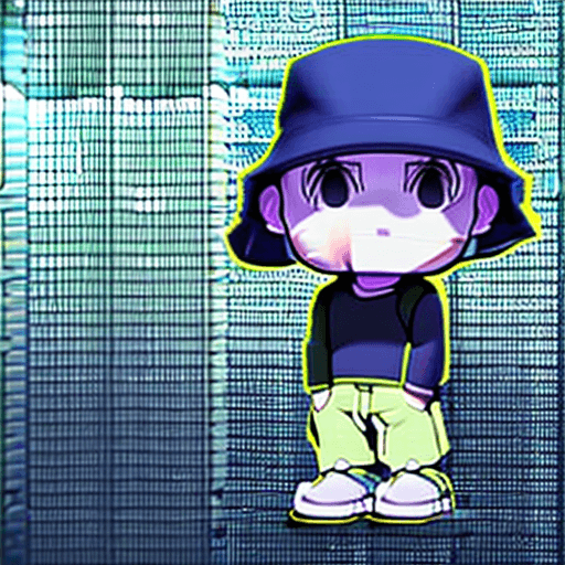 AI generated: cute anime boy wearing a bucket  hat, funko, 8k uhd, cinematic lighting, stunning environment
