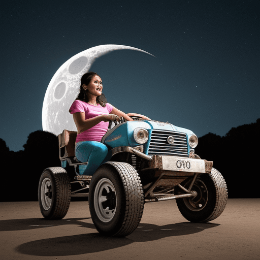 AI generated: carretilla elevadora en la luna