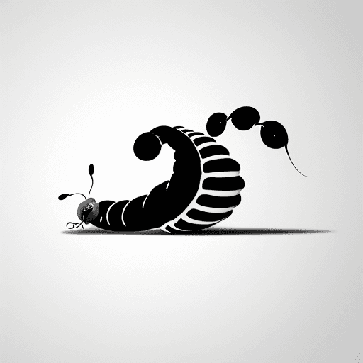 AI generated: A modern minimalist 2D black and white logo featuring a caterpillar worm
.

