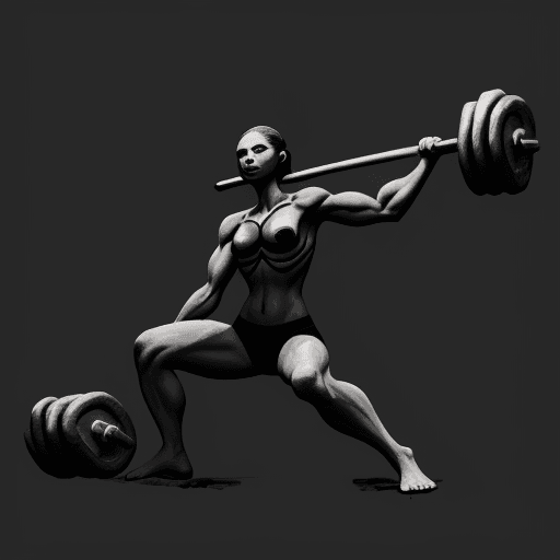 AI generated: create a low contrast 
cave painting like cartoonish charcoal image of a stick figure lifting weight...