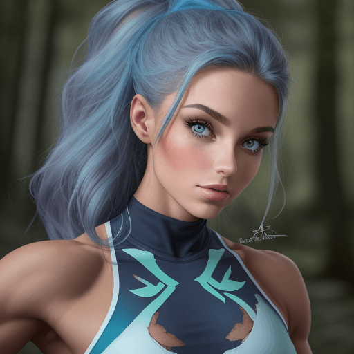AI generated: Portrait détaillé du corps entier de la plus belle fille de fitness au monde dans un décor forestier...