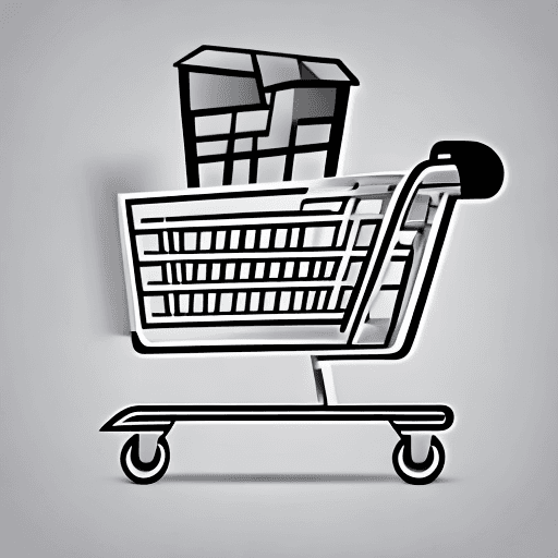 AI generated: Design a monochromatic vectorial synthesis of a shopping cart logo that captures the essence of conv...