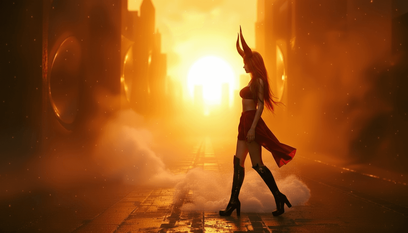 AI generated: move the female to the right but not out of the picture