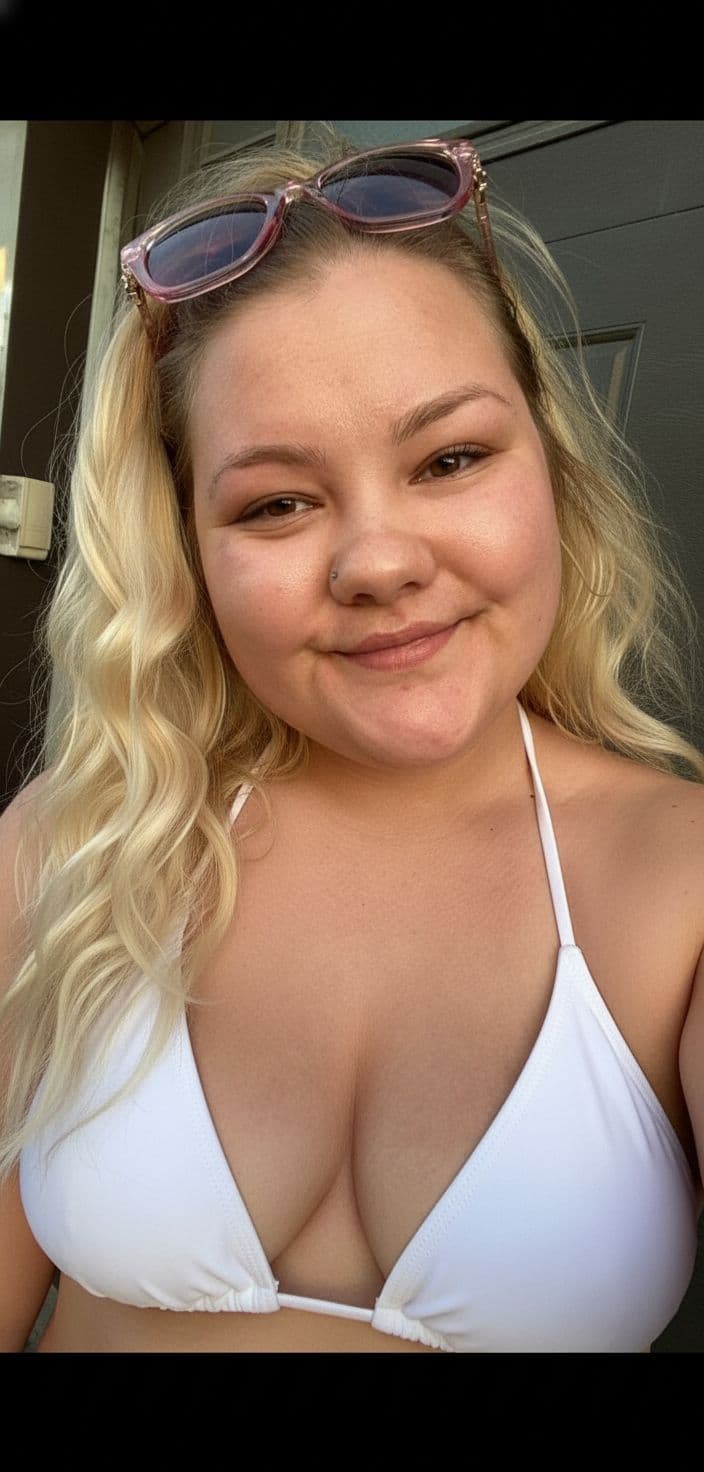 AI generated: She wears a white bikini