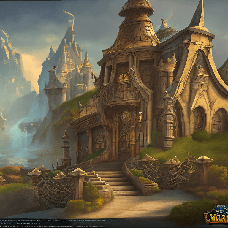 AI generated: world of warcraft architecture gameplay | found in popular mechanics magazine | digital art | digita...