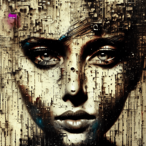 AI generated: abstract crowded streets illustration, glitch effects, fading, by Guy Denning, by Johannes Itten, by...