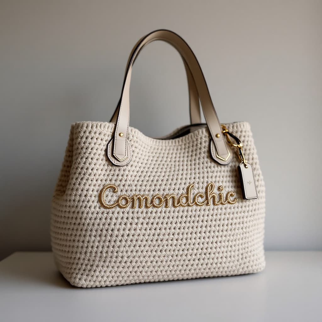 AI generated: Prompt : Un sac élégant et sophistiqué, fait main au crochet, avec un design raffiné et une texture ...