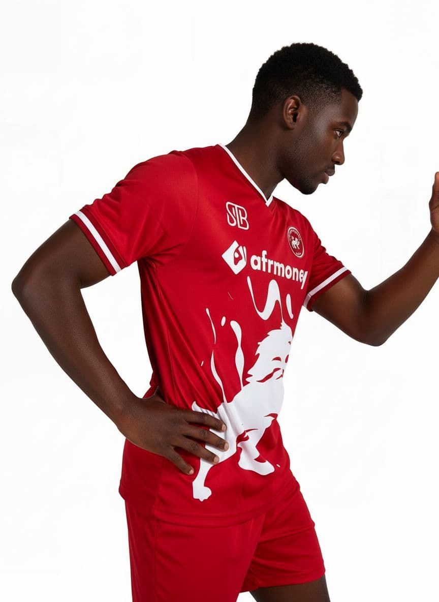 AI generated: give the mock up t shirt a different pose with hand and waste movement