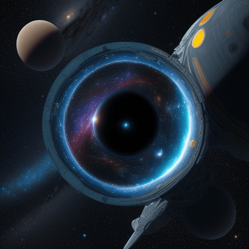 AI generated: here is a universe in background. In focus is a spaceship floating in outer space, highly detailed, ...