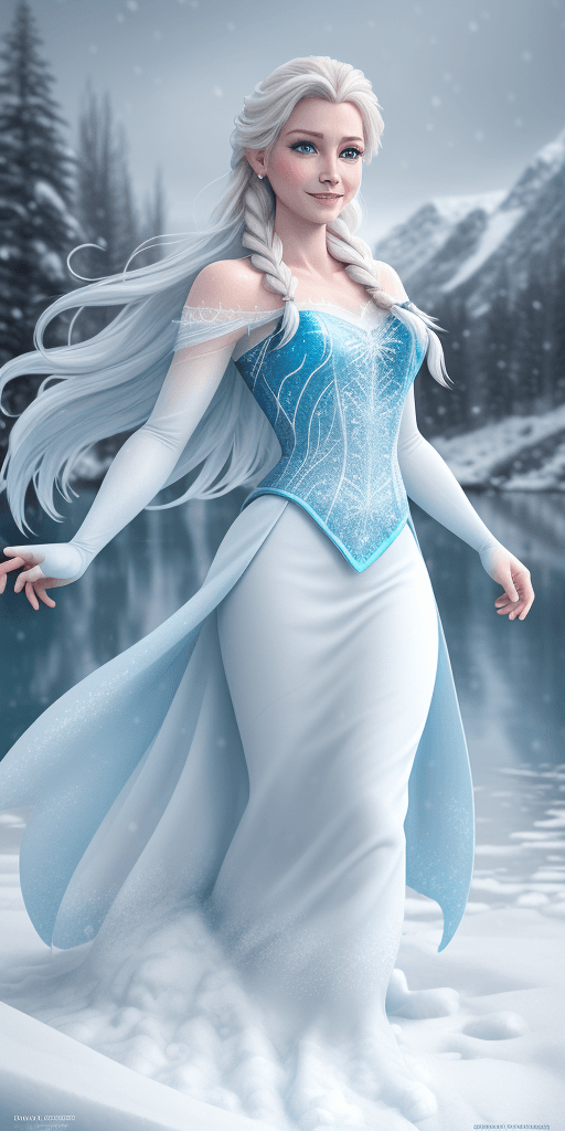 AI generated: Elsa from Disney Live series, (detailed stunning snow environment), cinematic, cover art, full body,...