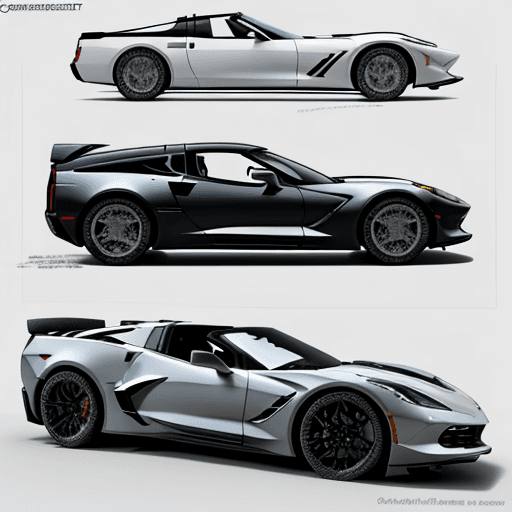 AI generated: Using the ink-drawing as a base, create a 2030 Corvette C10 shooting brake concept car, hatchback, s...