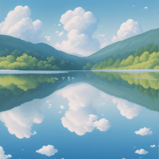 AI generated: "Generate a vivid and realistic description of a serene landscape featuring white bubble clouds scat...