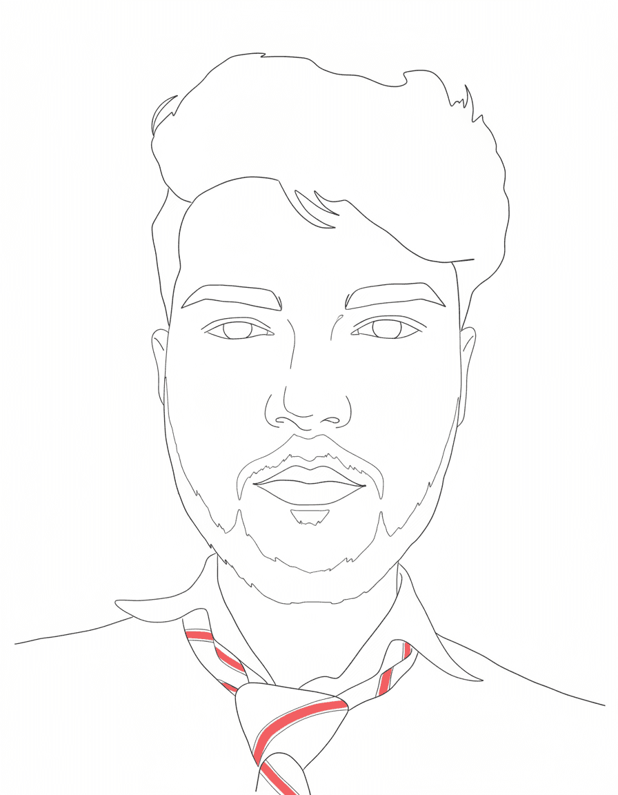 AI generated: A minimalist sketch of a given image of men , delicate, very basic line drawing, minimal, abstract -...