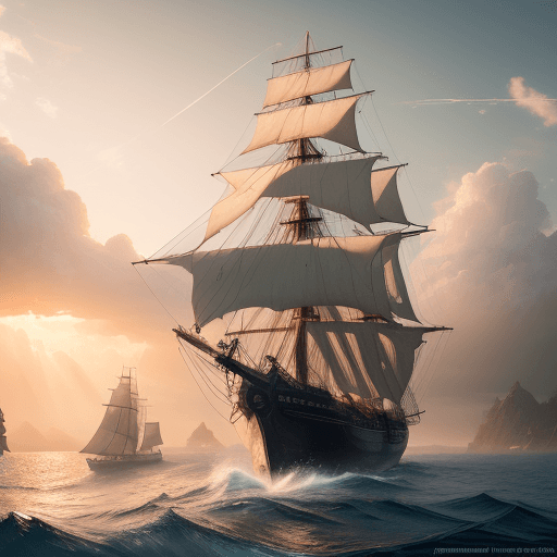 AI generated: Photo of a ultra realistic sailing ship, dramatic light, pale sunrise, cinematic lighting, battered,...