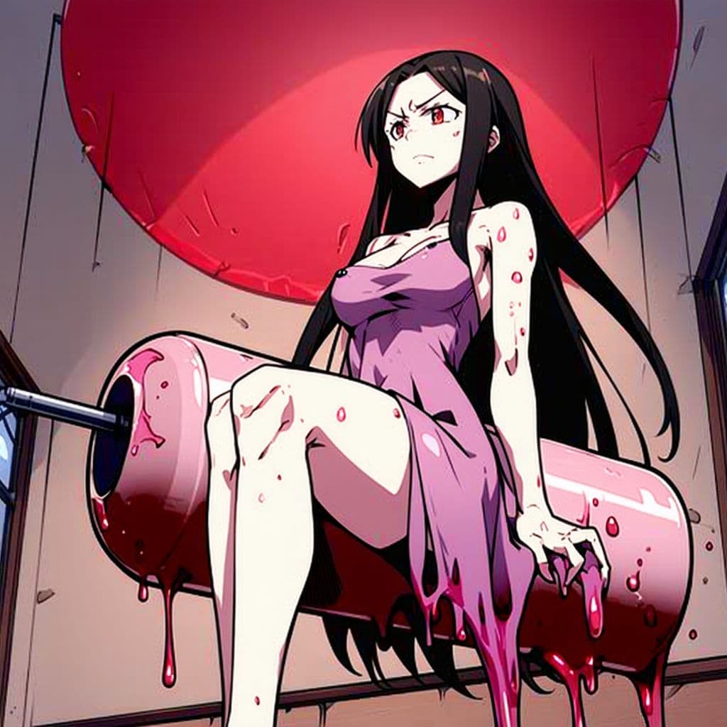 AI generated: score_9,score_8_up,score_7_up,score_6_up, 1girl, long hair, sits on large dildo, big breasts, ass, a...