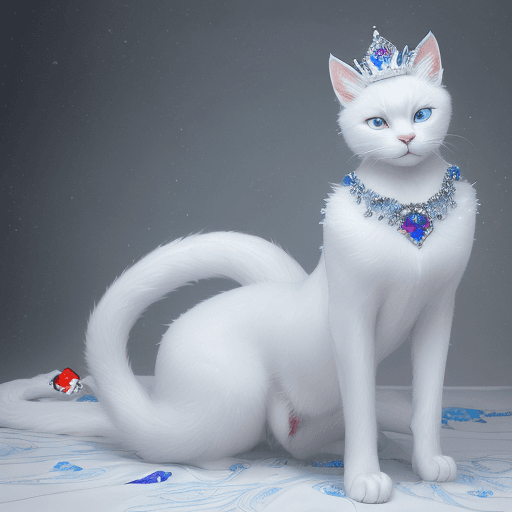 AI generated: Award winning, realistic detailed perfect limbs, perfect figure color photo of a white cat with blue...