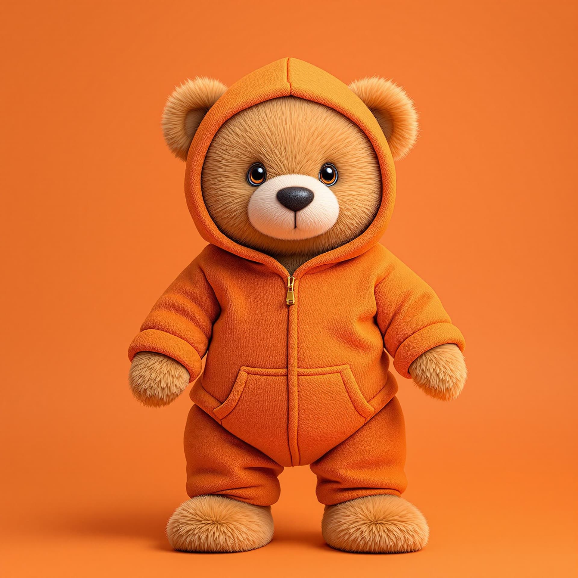 AI generated: The image features an adorable teddy bear as the main subject, presented against a monochromatic ora...