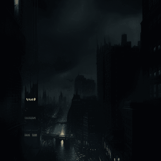AI generated: Batman, Gotham city at night, Christopher Nolan style, drama and lifesaving, in dynamic, atmosphere ...