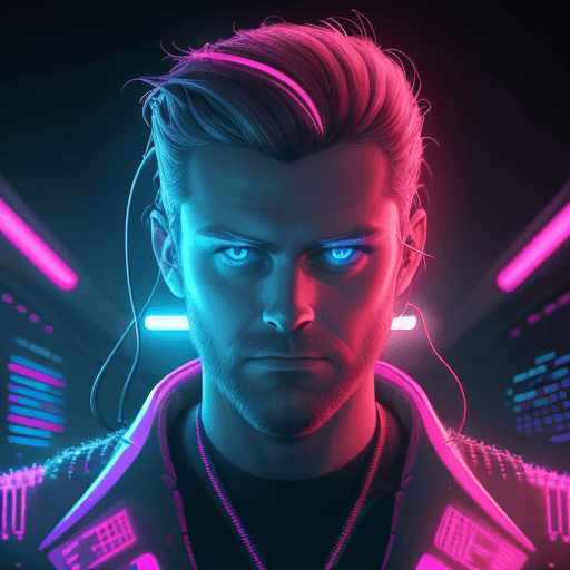 AI generated: A programmer looking forward, retrowave, synthwave, neon, extreme detail, sharp focus, 8k, sharp int...